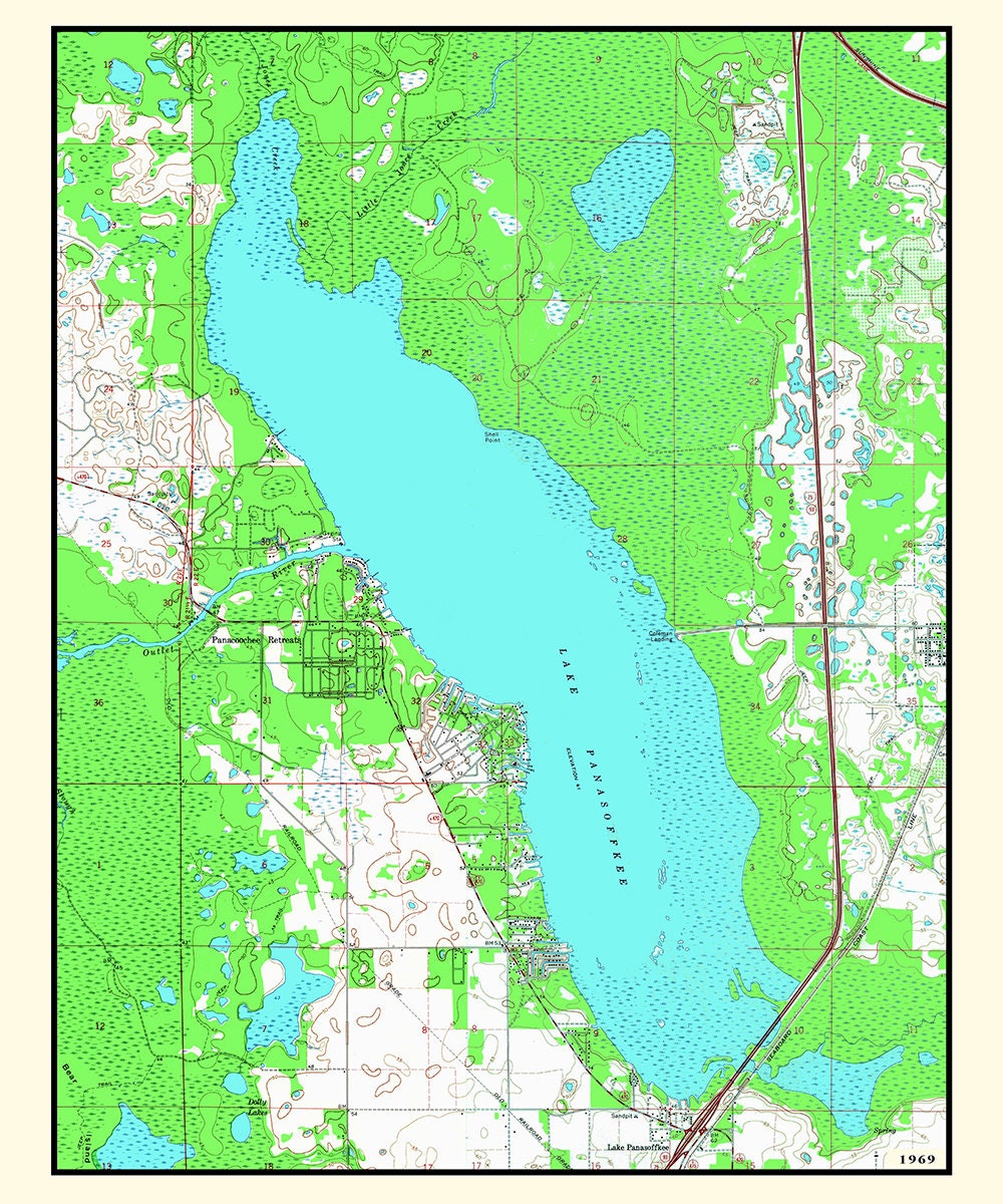 1969 Map of Lake Panasoffkee Florida