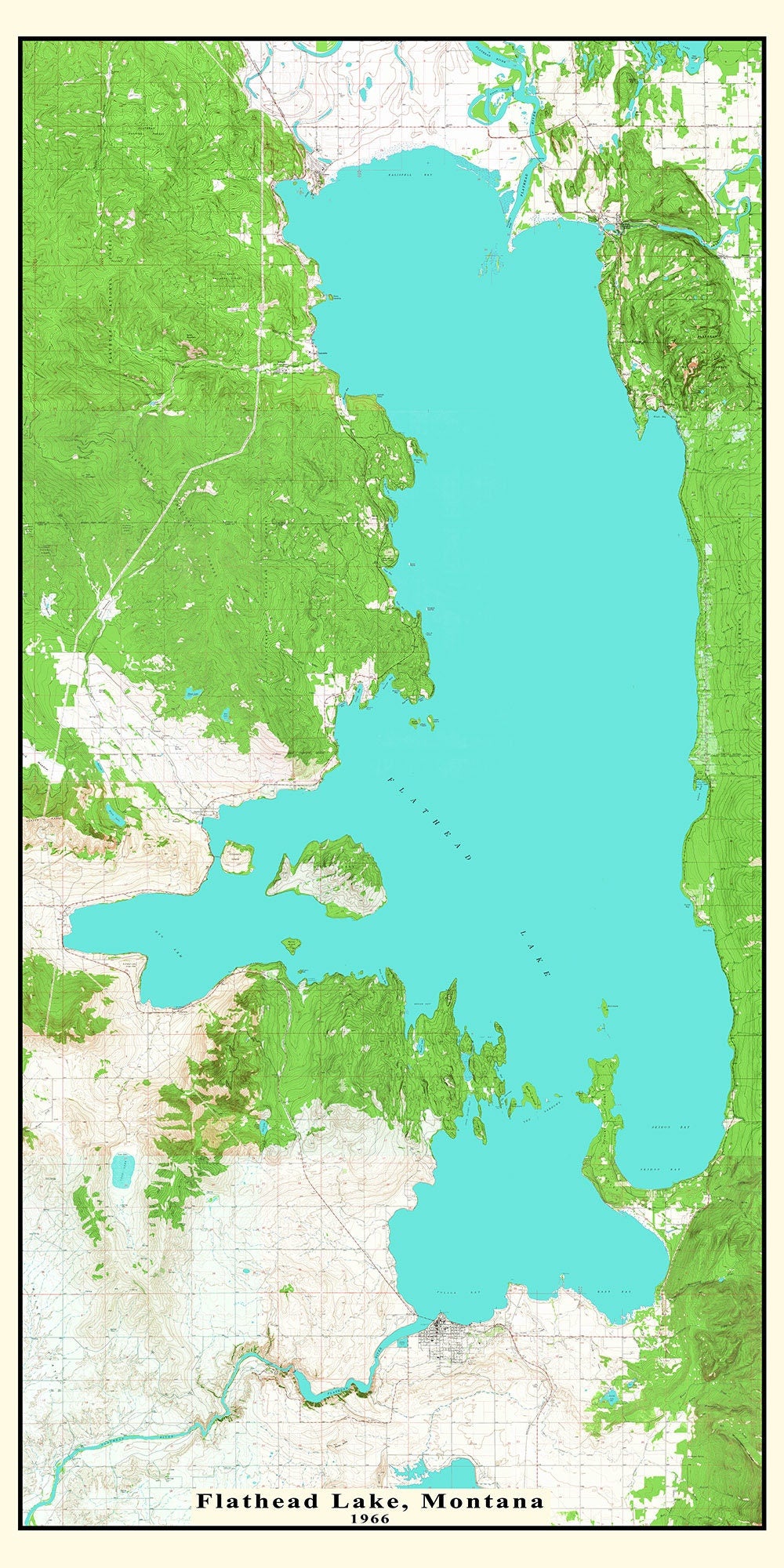 1966 Map of Flathead Lake Montana