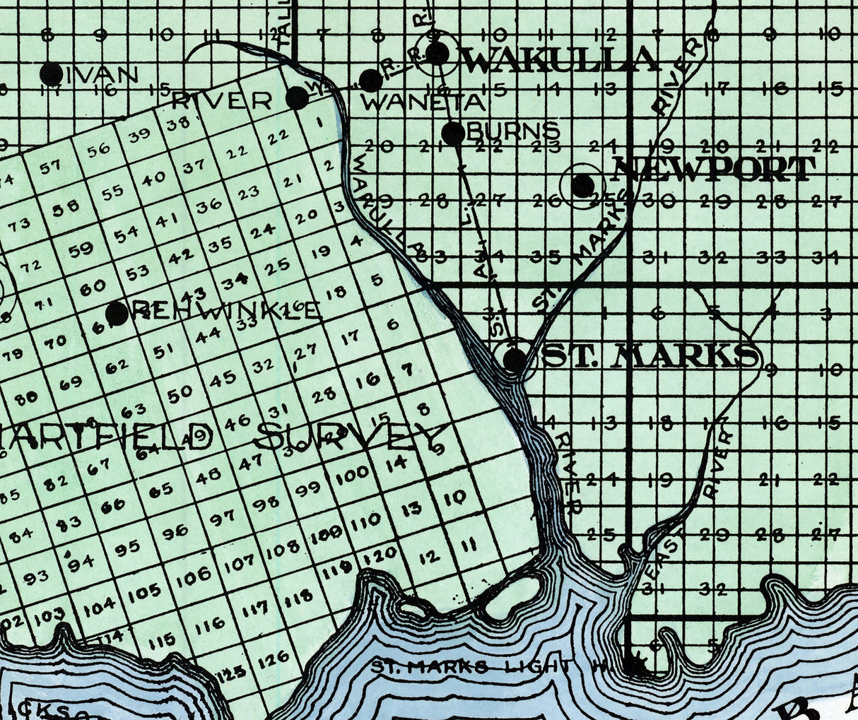 1914 Map of Wakulla County Florida Crawfordville