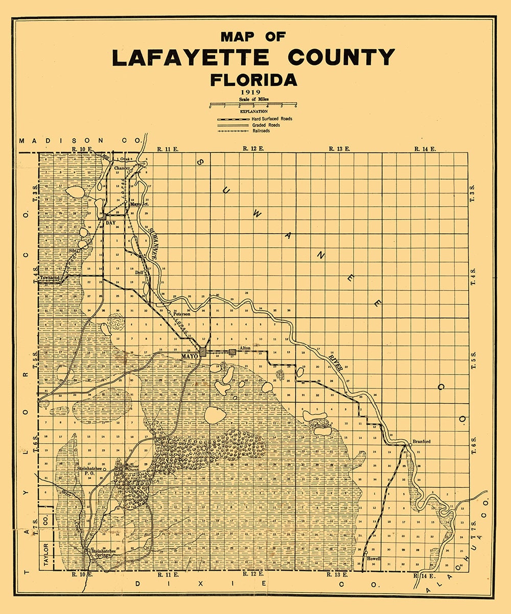 1919 Map of Lafayette County Florida