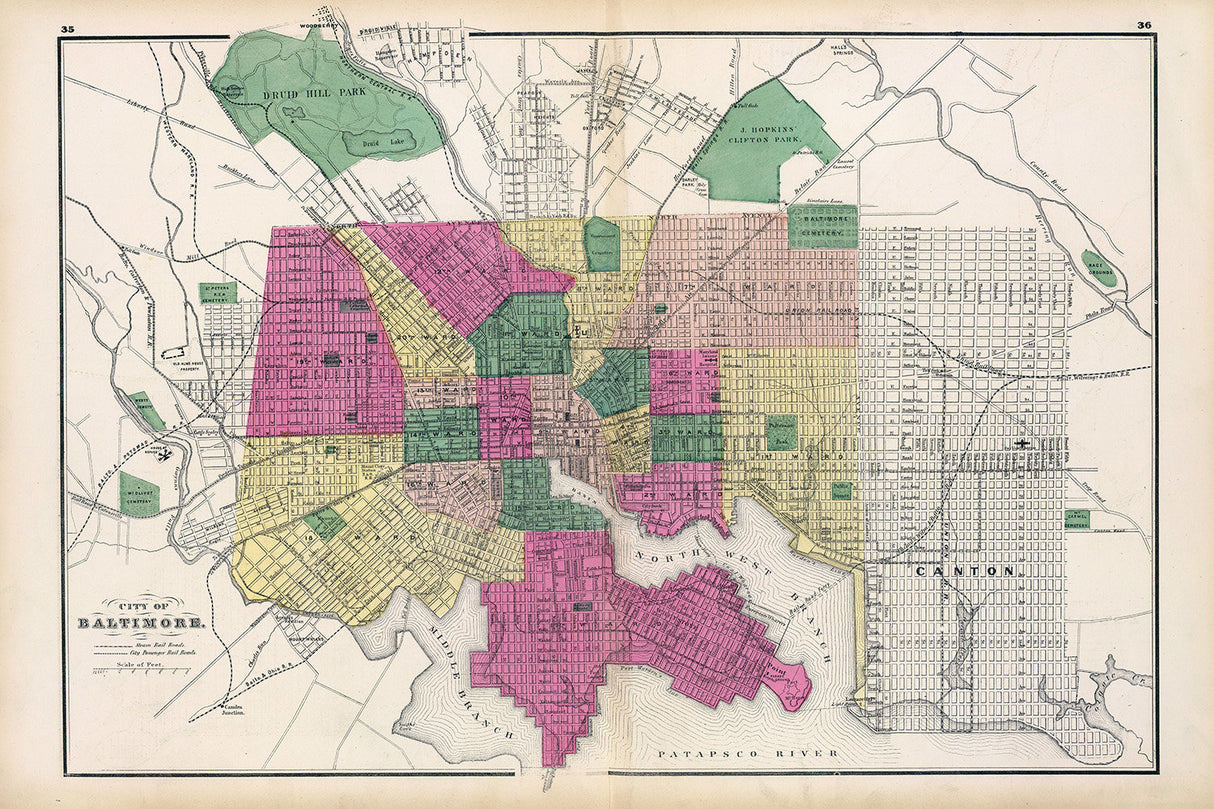 1873 Map of Baltimore Maryland