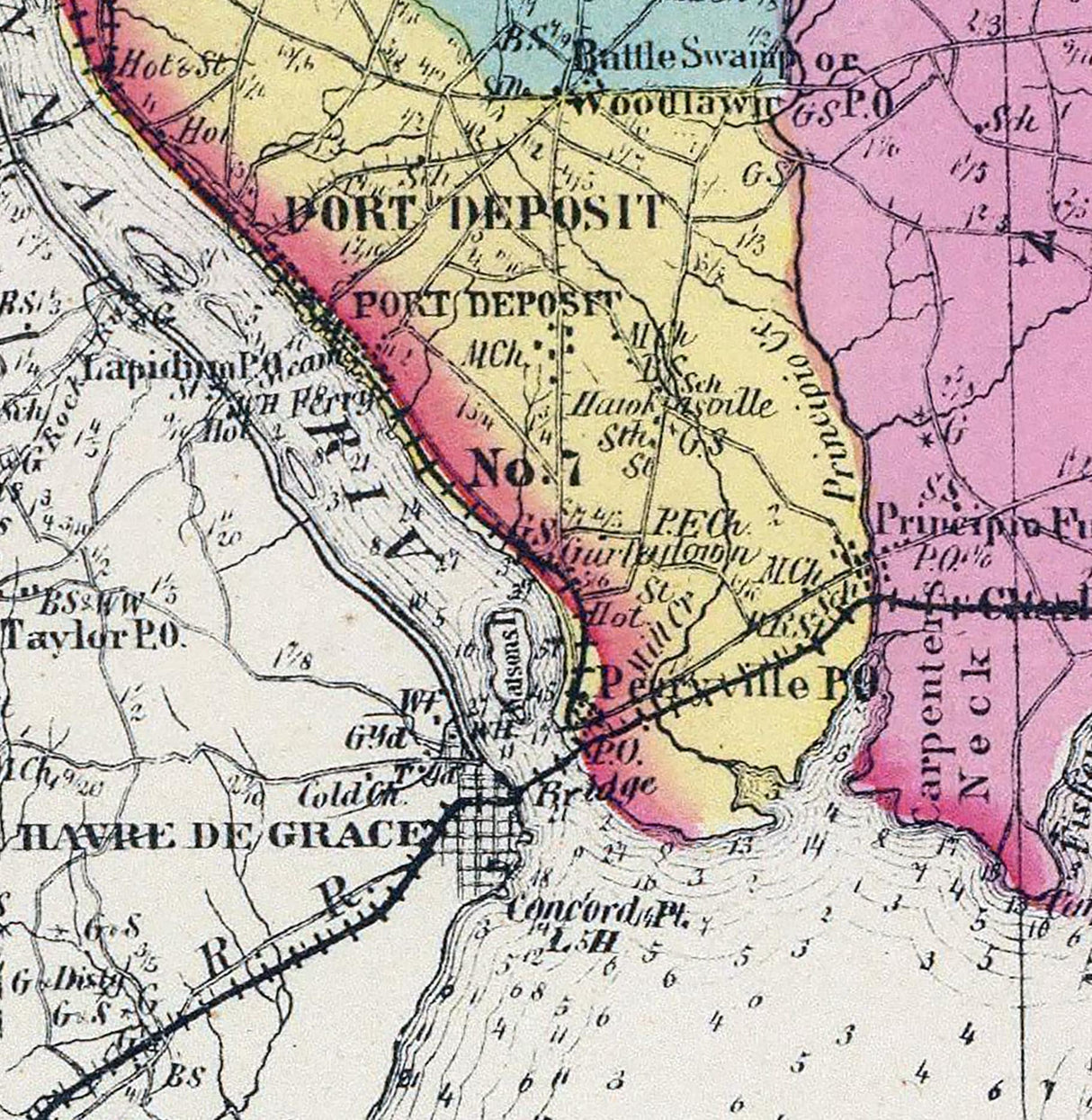 1873 Map of Cecil and Kent County Maryland