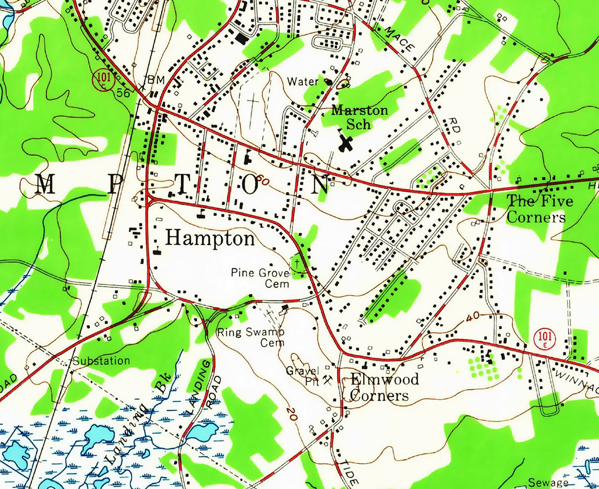 1966 Map of Hampton Beach New Hampshire