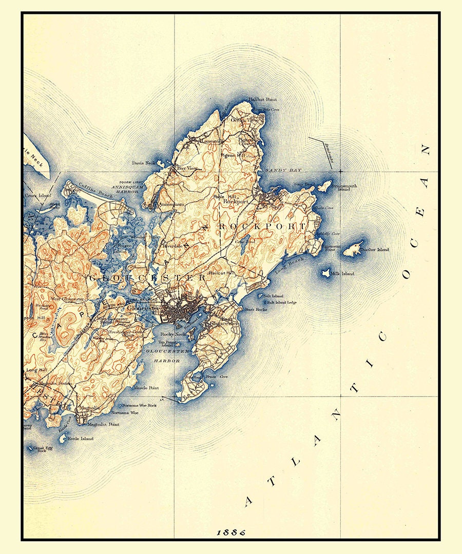 1886 Map of Gloucester Massachusetts