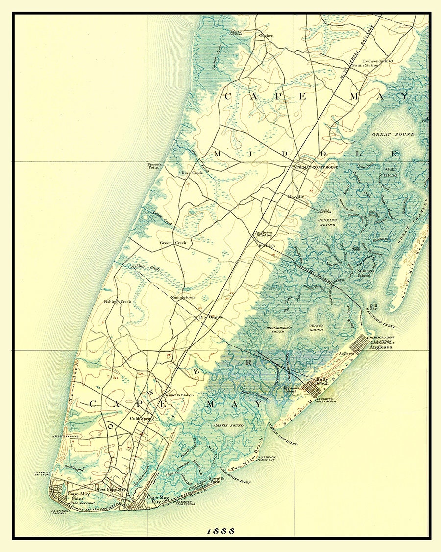 1888 Map of Cape May New Jersey