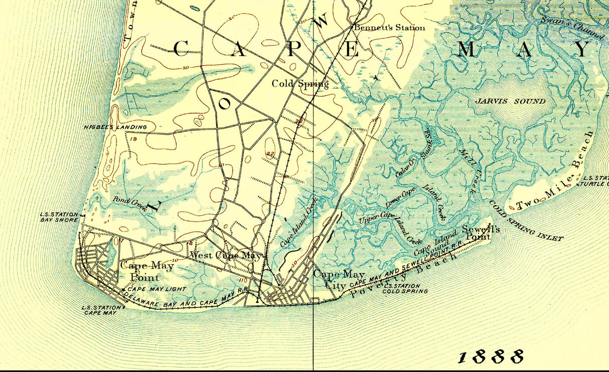 1888 Map of Cape May New Jersey
