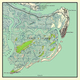 1945 Map of Tybee Island Georgia Savannah Beach