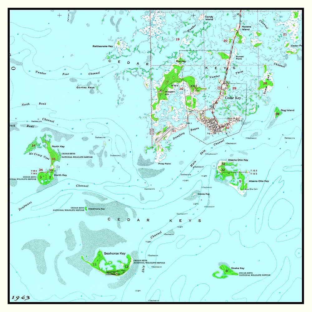 1963 Map of Cedar Key Florida