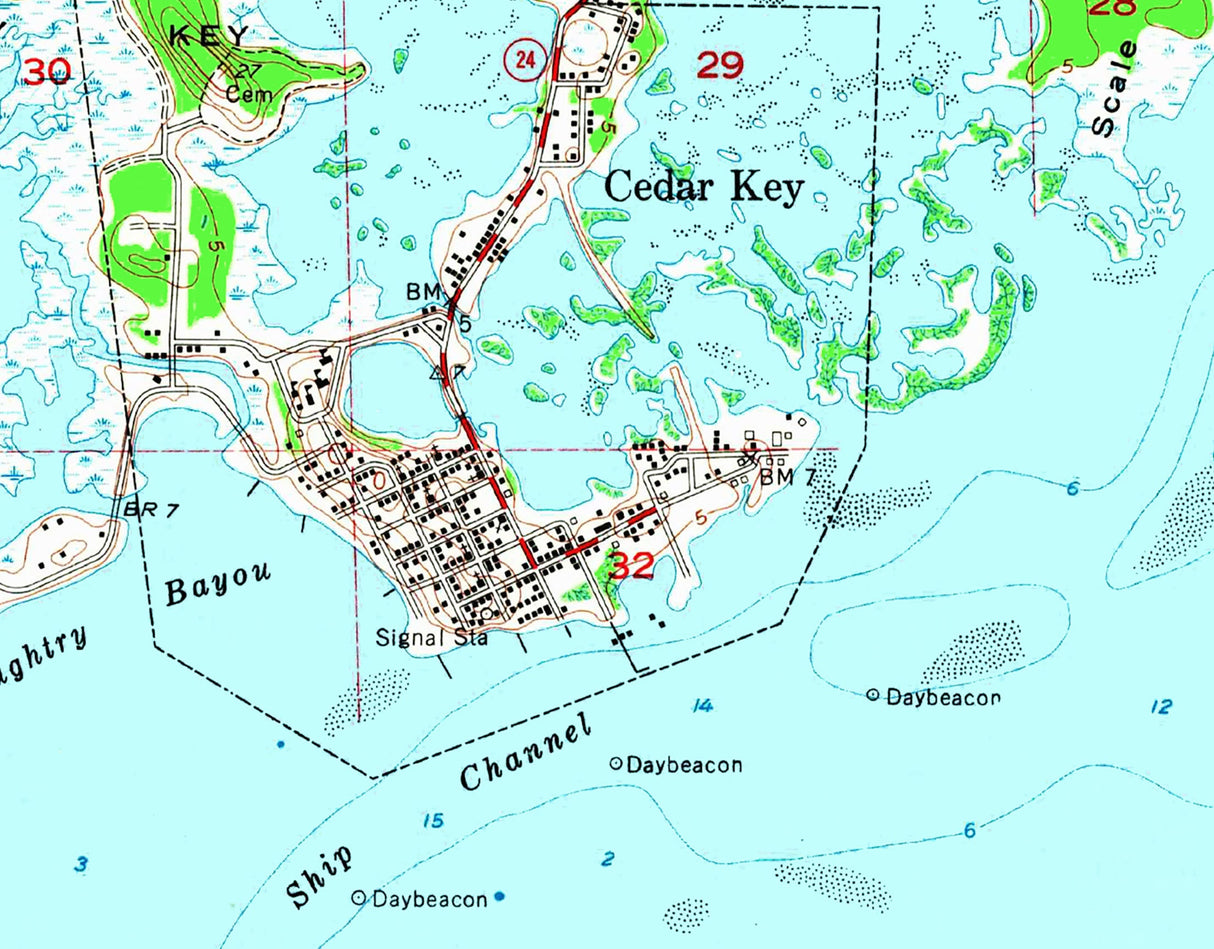 1963 Map of Cedar Key Florida