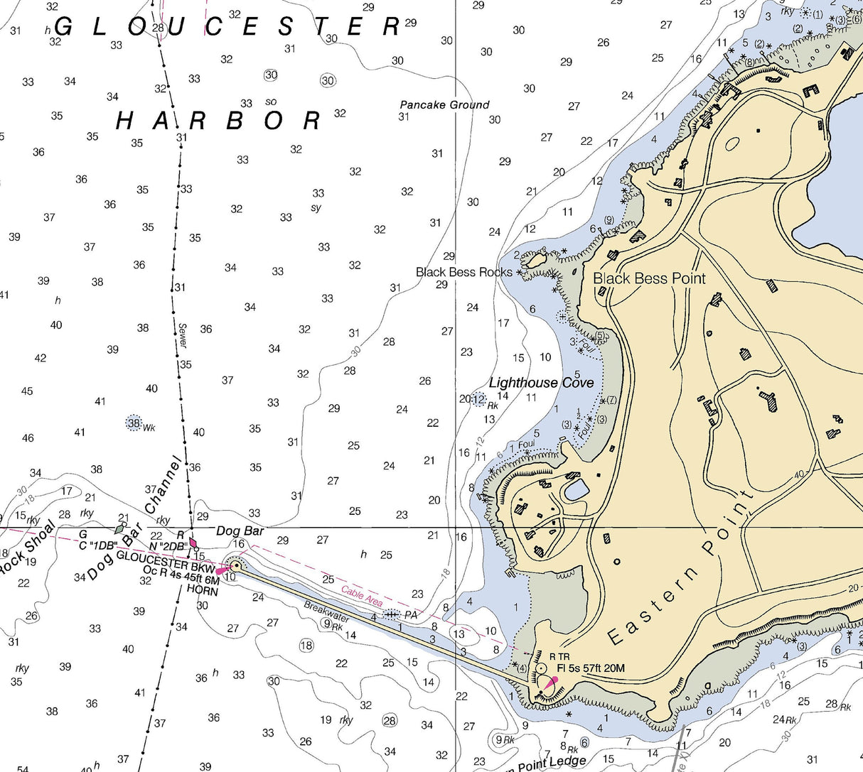 2010 Nautical Map of Gloucester Harbor and Annisquam River Massachusetts