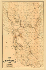 1921 Map of Bay Counties California