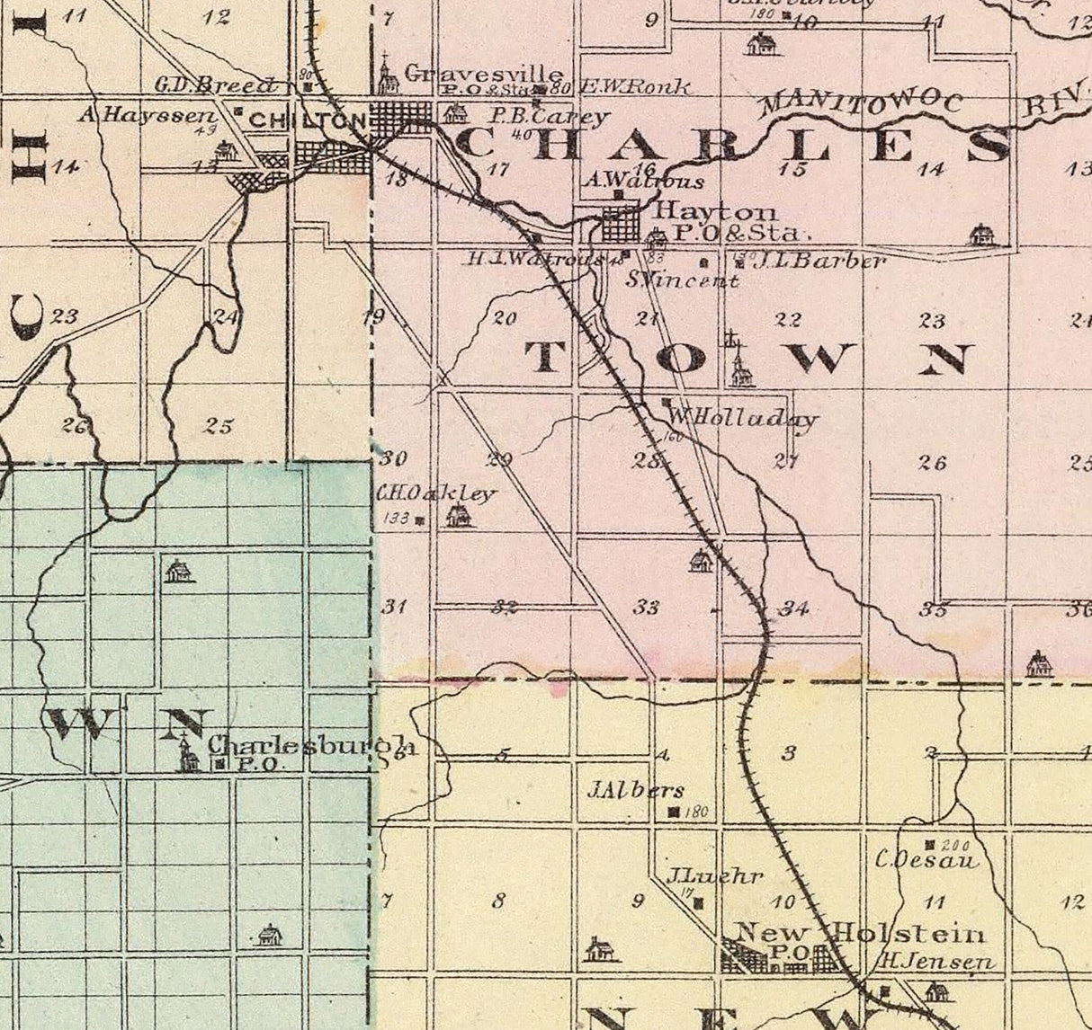 1878 Map of Calumet County Wisconsin