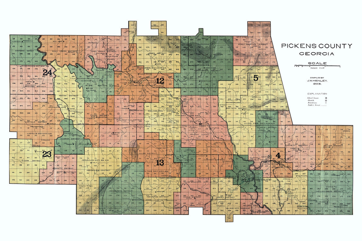1903 Map of Pickens County Georgia