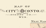 1878 Town Map of Conto Wisconsin