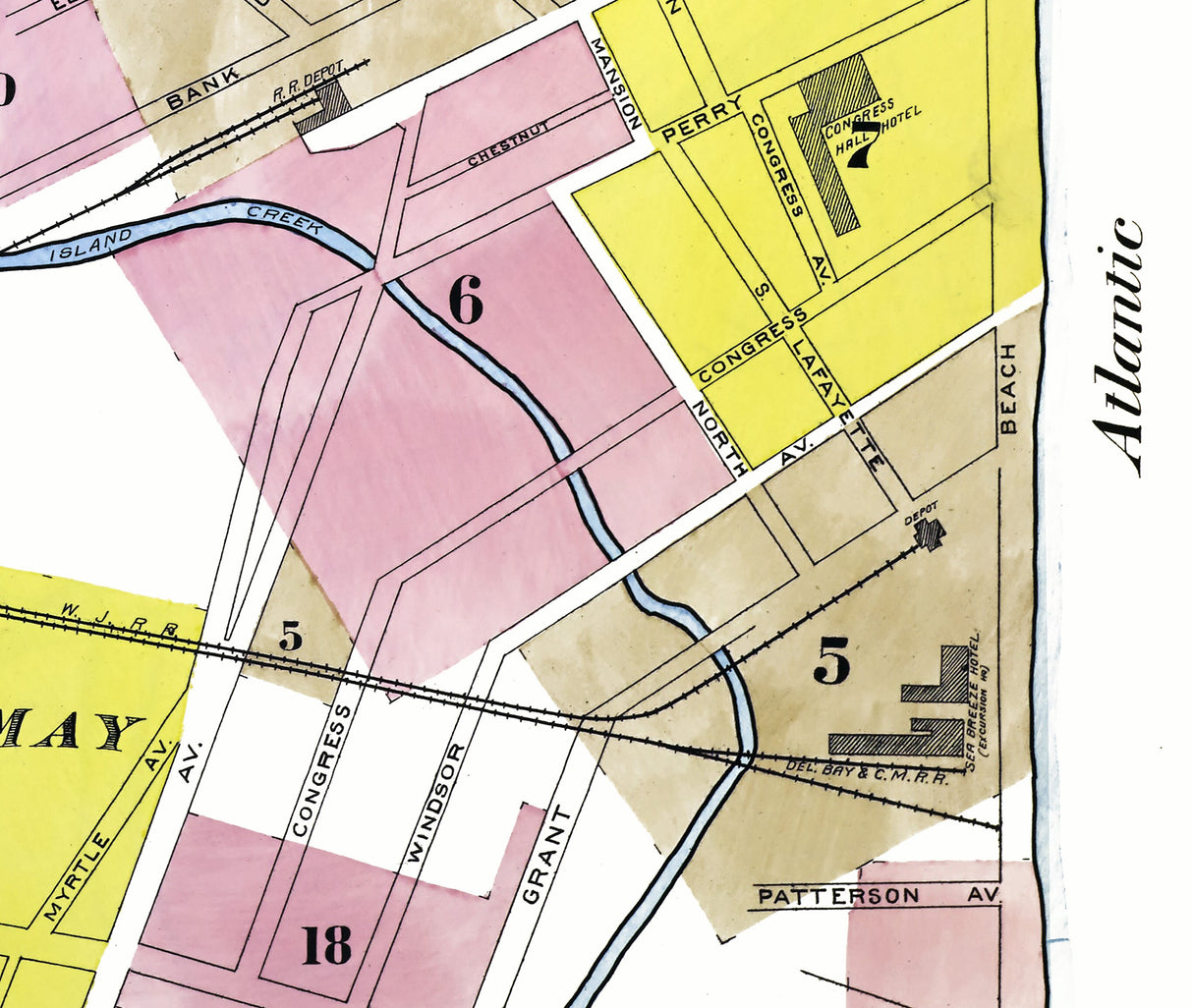 1890 Town Map of Cape May New Jersey