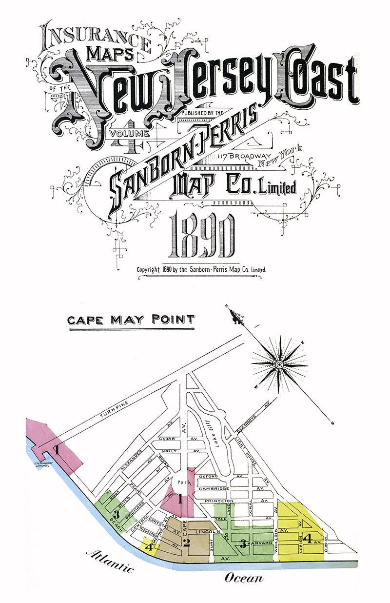 1890 Town Map of Cape May Point New Jersey