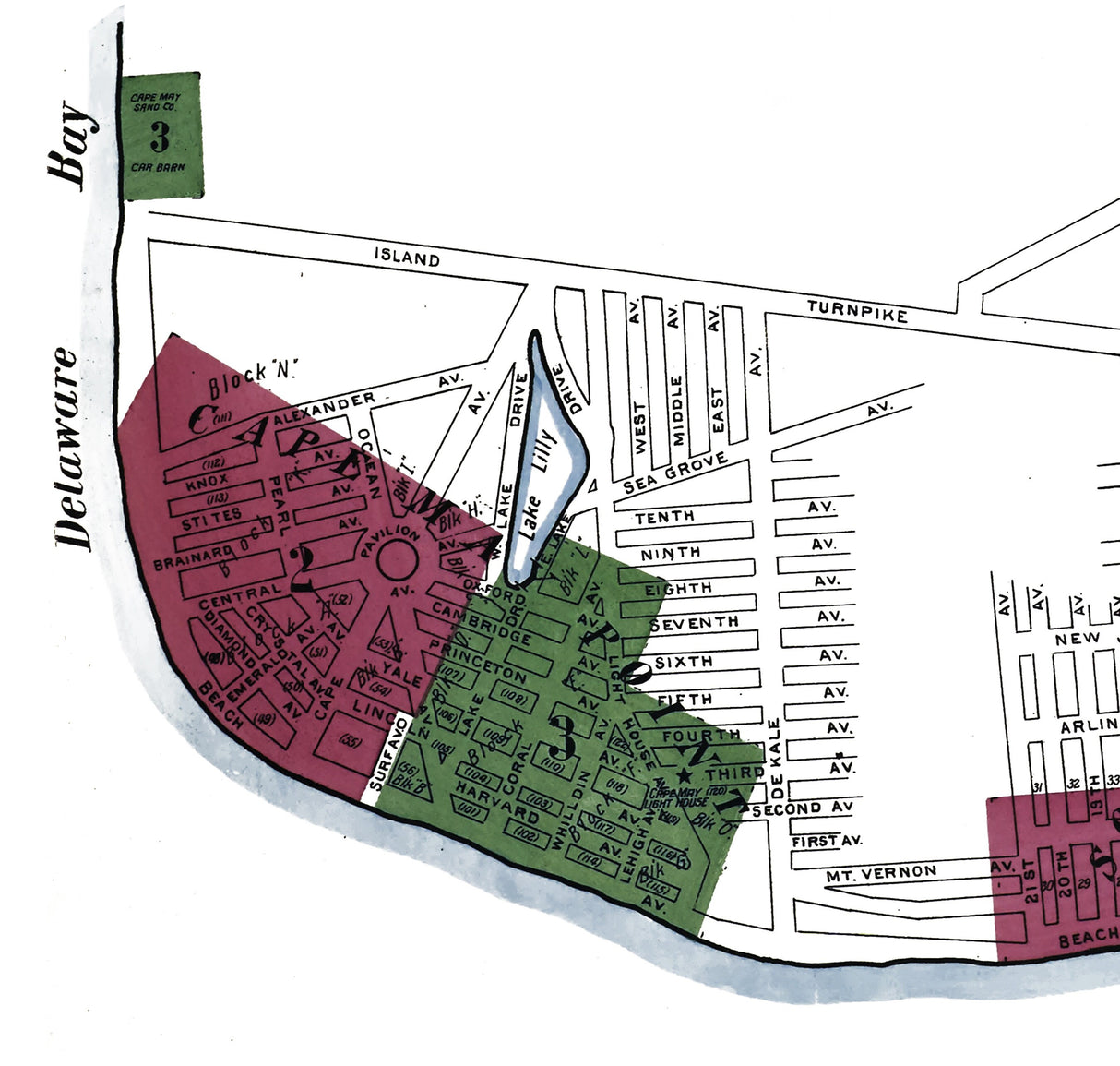 1909 Town Map of Cape May City New Jersey