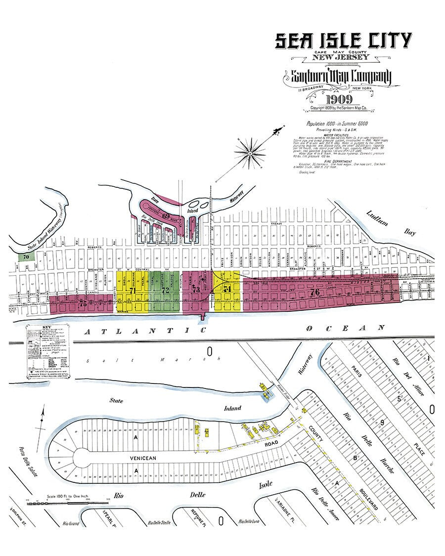 1909 Town Map of Sea Isle City New Jersey