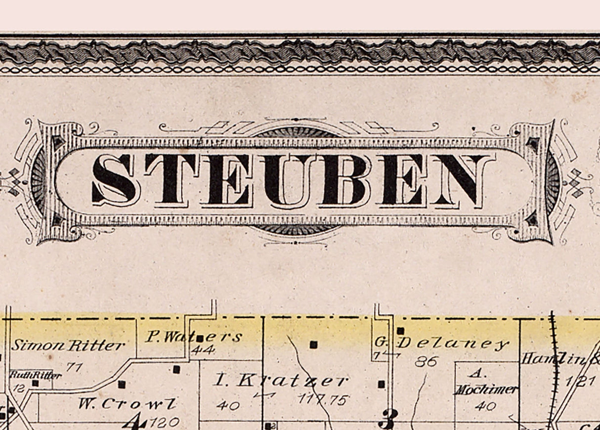 1880 Map of Steuben Township Steuben County Indiana