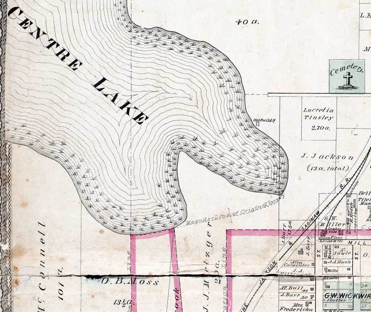 1880 Town Map of Angola Steuben County Indiana