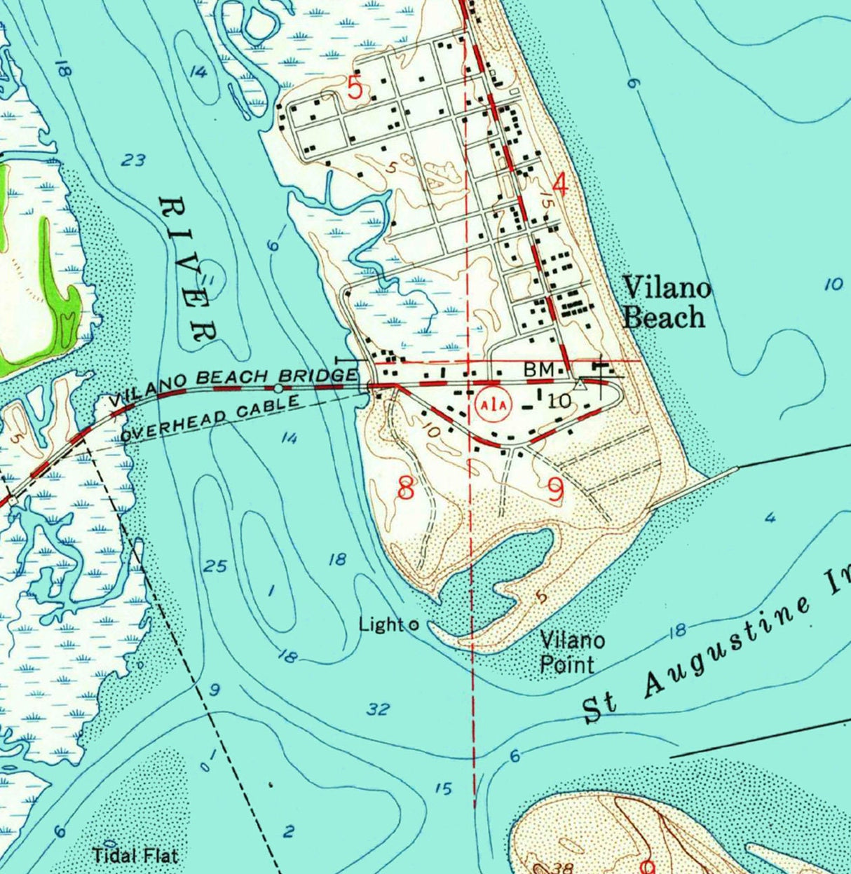 1961 Map of Saint Augustine Florida