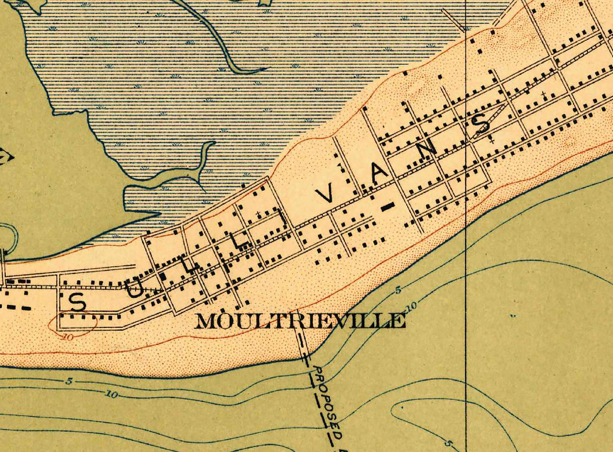 1919 Map of Sullivans Island South Carolina Fort Moultrie