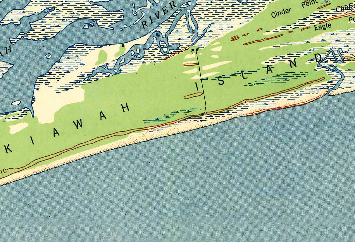 1944 Map of Kiawah Island South Carolina