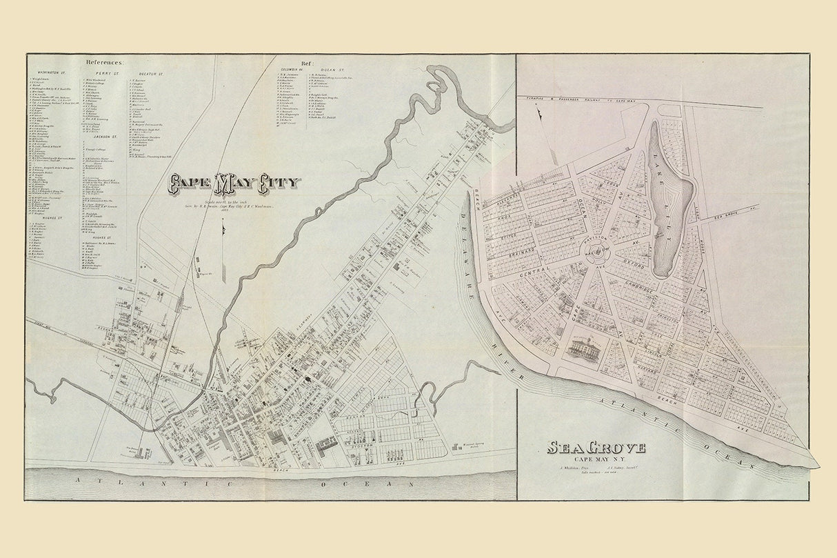 1878 Map of Cape May City and Sea Grove New Jersey