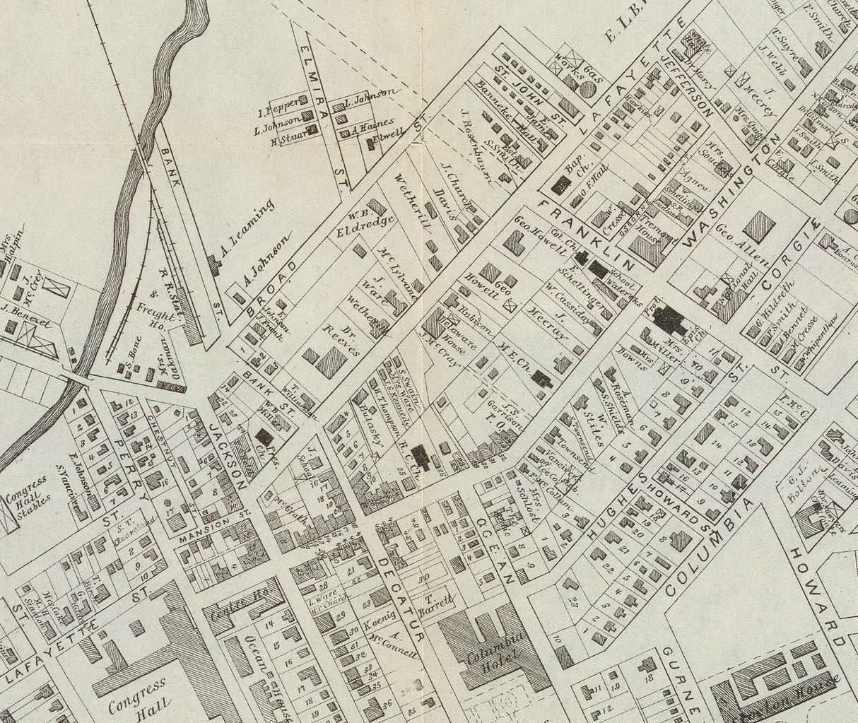 1878 Map of Cape May City and Sea Grove New Jersey