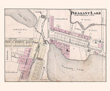 1880 Town Map of Pleasant Lake Steuben County Indiana