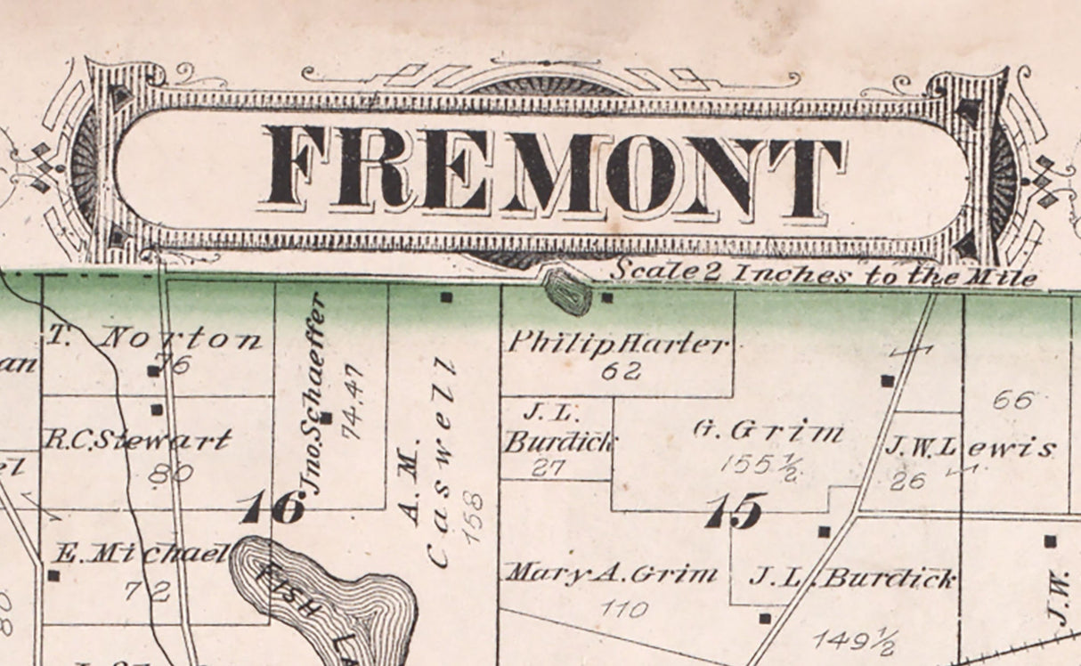 1880 Map of Fremont Township Steuben County Indiana