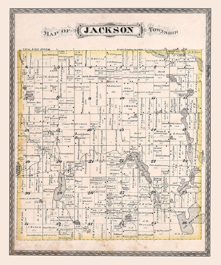 1880 Map of Jackson Township Steuben County Indiana