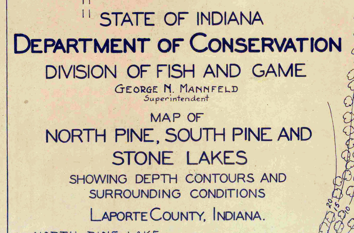 1922 Map of North Pine South Pine and Stone Lakes LaPorte County Indiana