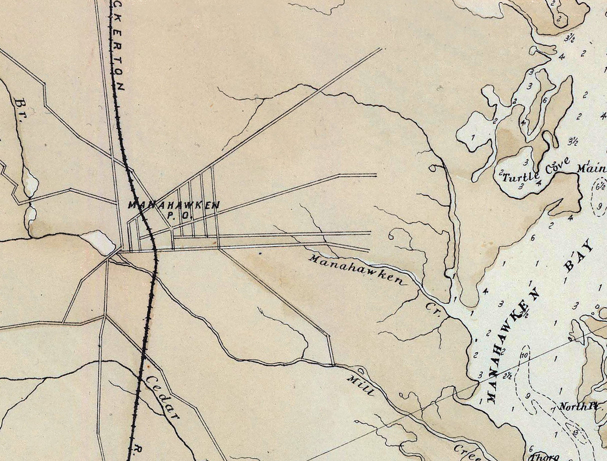 1878 Map of New Jersey Coast Barnegat Bay to Tuckerton