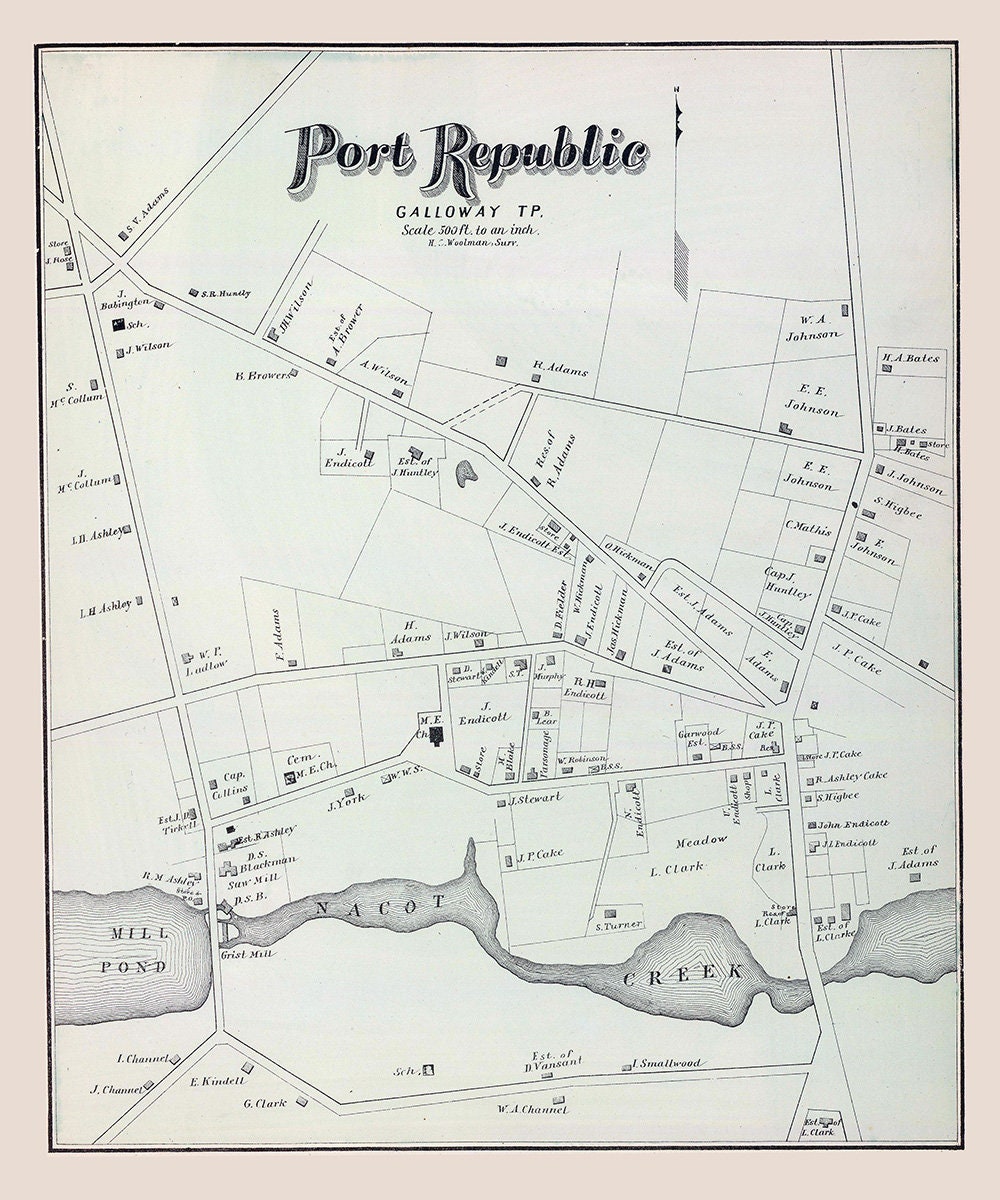 1878 Map of Port Republic New Jersey
