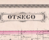 1880 Map of Otsego Township Steuben County Indiana