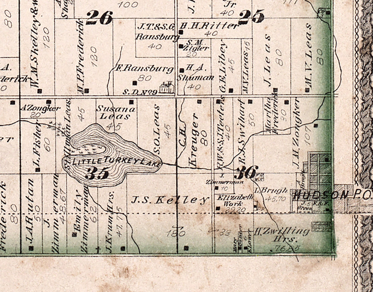 1880 Map of Salem Township Steuben County Indiana