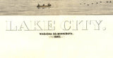 1867 Panoramic Map of Lake City Wabasha County Minnesota