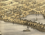 1867 Panoramic Map of Lake City Wabasha County Minnesota