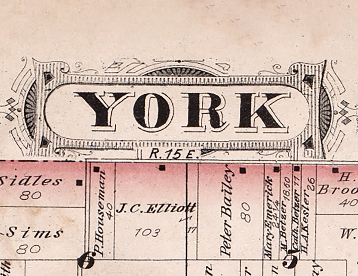 1880 Map of York Township Steuben County Indiana