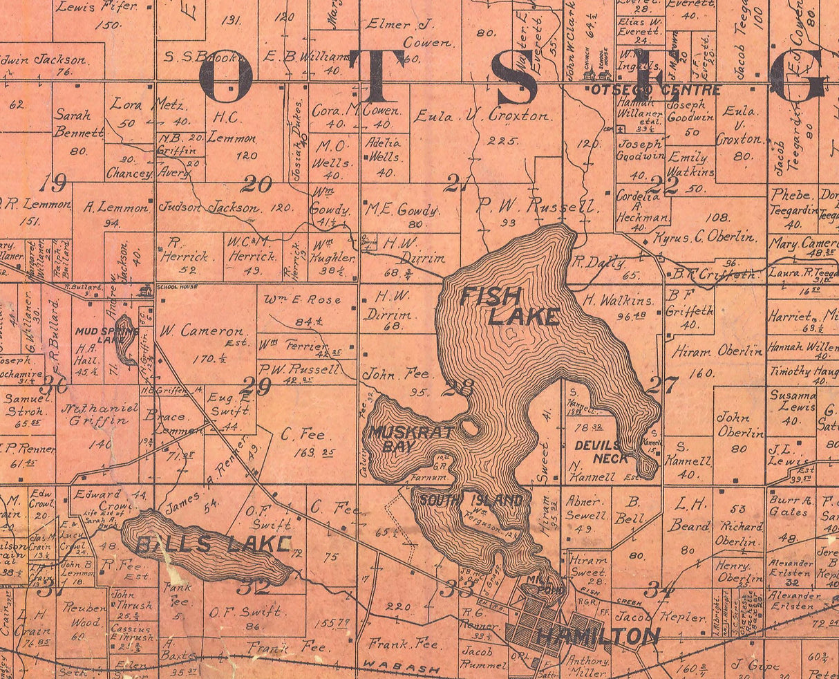 1902 Farm Line Map of Steuben County Indiana