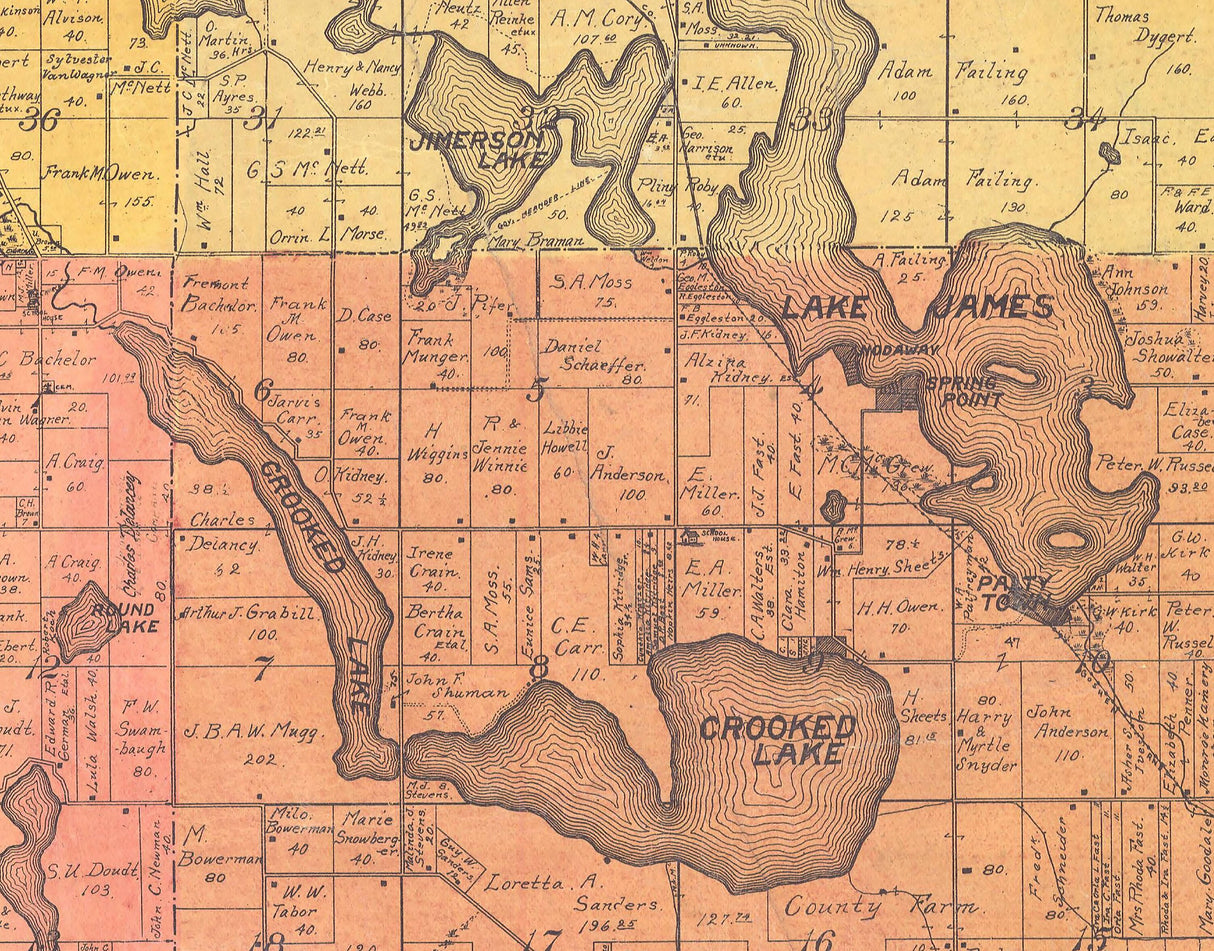 1902 Farm Line Map of Steuben County Indiana