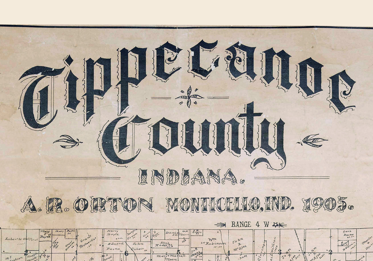 1905 Farm Line Map of Tippecanoe County Indiana