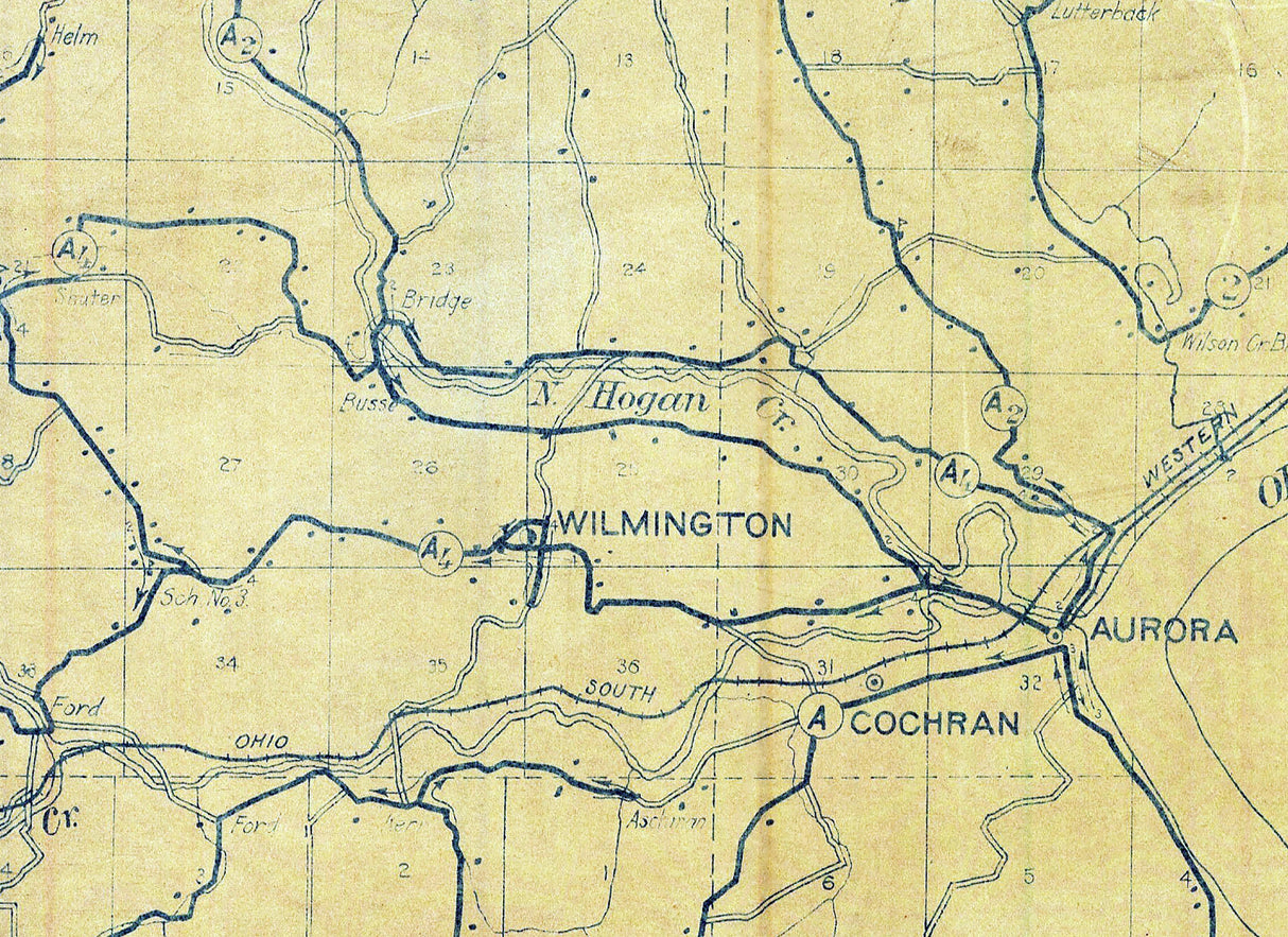 1910 Map of Dearborn County Indiana Farm Houses