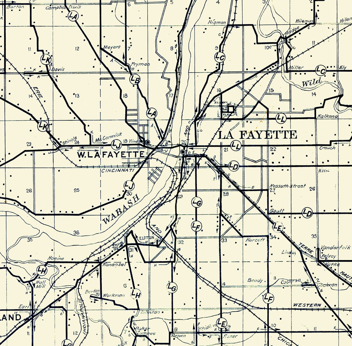 1911 Map of Tippecanoe County Indiana Farm Houses