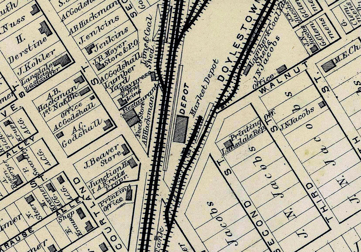 1871 Map of Lansdale Montgomery County Pennsylvania