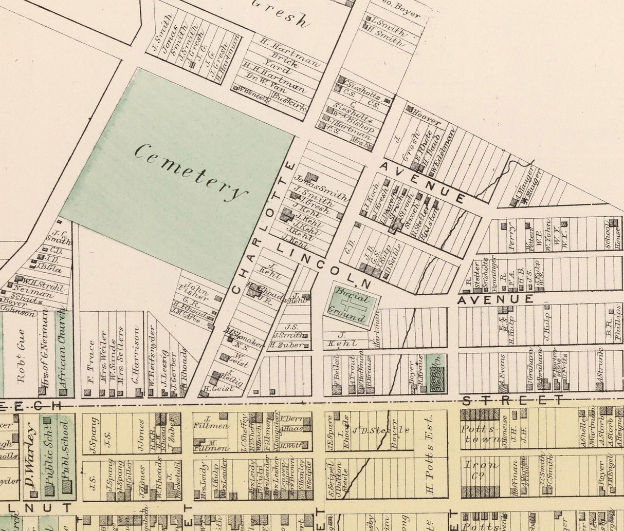 1871 Map of Pottstown Montgomery County Pennsylvania