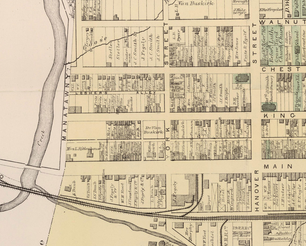 1871 Map of Pottstown Montgomery County Pennsylvania