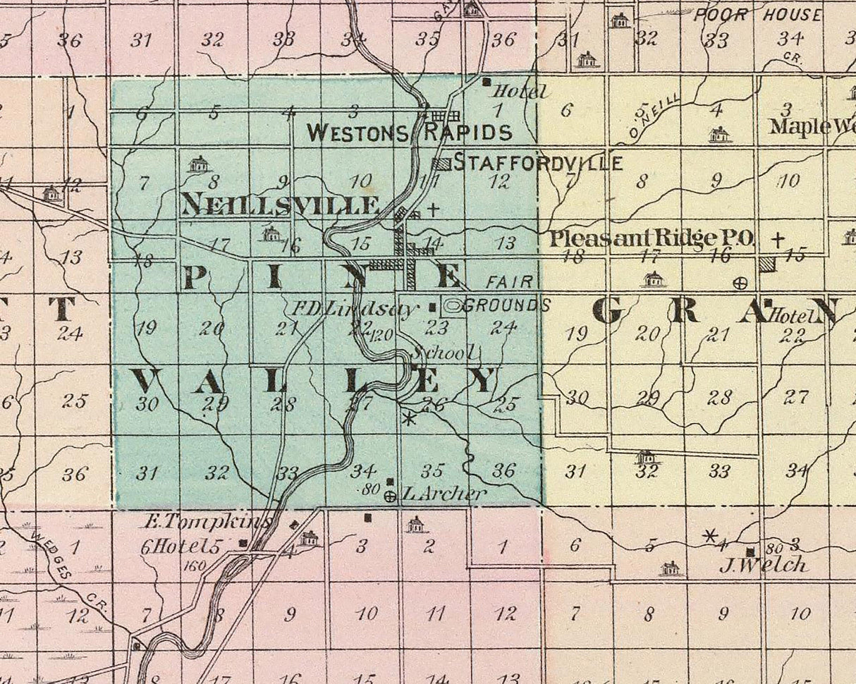 1878 Map of Clark County Wisconsin