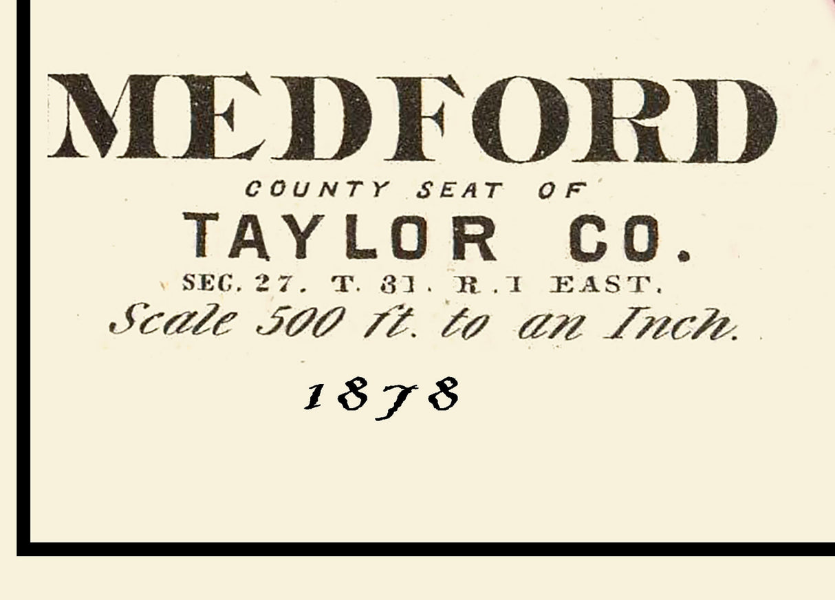 1878 Map of Medford Taylor County Wisconsin